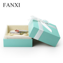 FANXI Elegant Green Color Jewelry Box With Velvet Insert For Wedding Ring Necklace Jewellery Packaging Boxes
