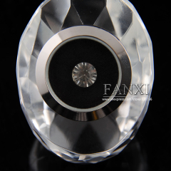 FANXI Exquisite custom Clear Crystal Shop Exhibitor Case Egg Shape Bare Diamond Collection Storage Jewelry Box Loose Diamond Display