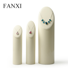 FANXI Original Design Accept Custom Beige Color PU leather Resin Necklace Jewelry Display Stand