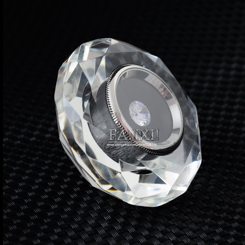 FANXI Custom logo Loose Diamond Box With Metal Round Diamond Case High Transparency Crystal Gemstone Display