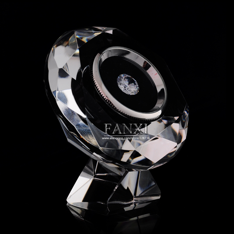 FANXI Custom logo Loose Diamond Box With Metal Round Diamond Case High Transparency Crystal Gemstone Display