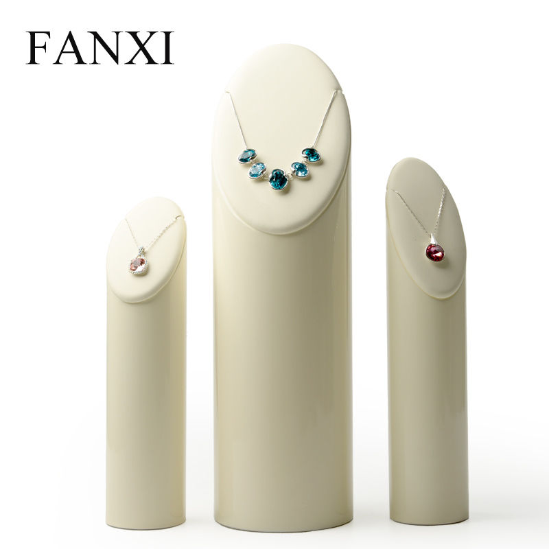 FANXI Original Design Accept Custom Beige Color PU leather Resin Necklace Jewelry Display Stand