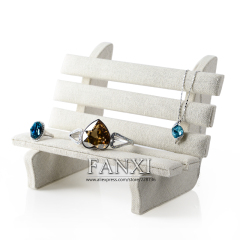 FANXI Factory Custom High Quality Thin Linen Fabric And Medium Fiber Boarde Creamy White Linen Jewelry Display Stand