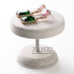 FANXI Elegent Creamy White Linen Colourful Jewelry Display Stand For Ring Earrings Necklace Silver Jewellery Exhibition