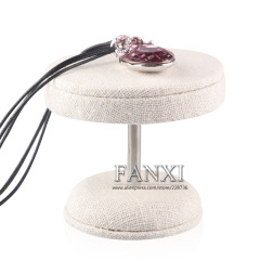 FANXI Elegent Creamy White Linen Colourful Jewelry Display Stand For Ring Earrings Necklace Silver Jewellery Exhibition