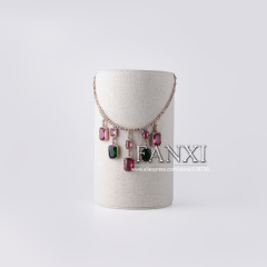 FANXI Free Style Semicircle Shape Linen Necklace Pendant Display Stand For Jewelry Counter Exhibitor