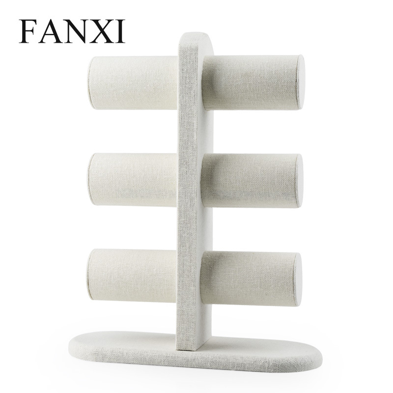 FANXI Factory Original Design Creamy White Fine Thin Linen Bracelet Hand Chain Display Stand