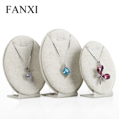 FANXI Unique Creamy White Foldable Linen Jewelry Display Stand For Pendant Necklace Holder