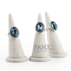 FANXI Custom Logo Material Color Creamy White Linen Finger Shape Ring Display holder