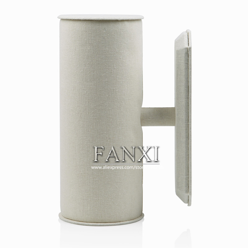 FANXI Wholesale Custom creamy white linen jewellery exhibitor organizer watch holder T bar Jewelry Bangle Bracelet display