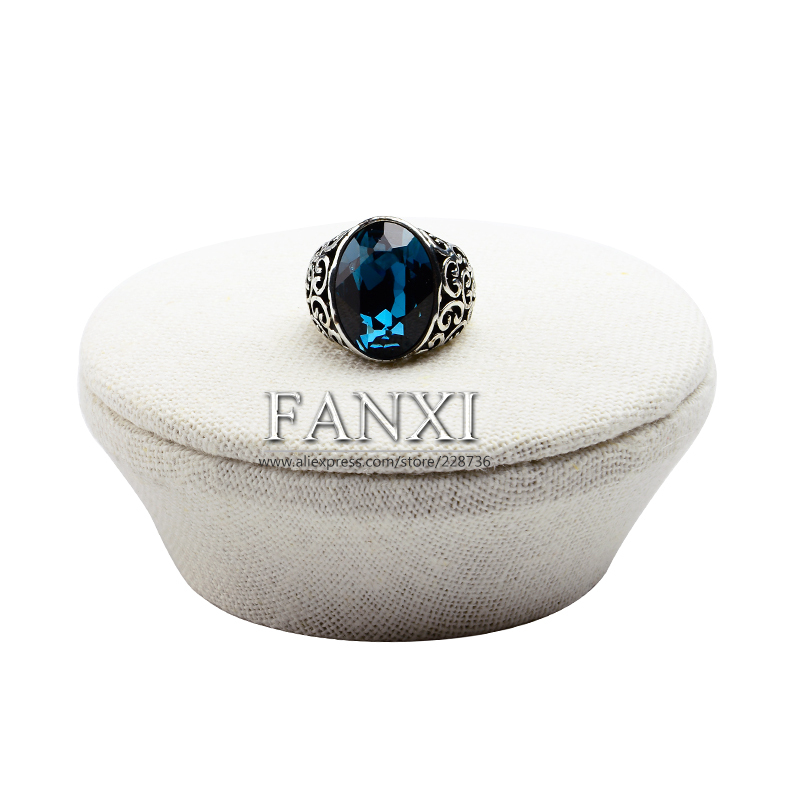 FANXI All Match Creamy White Linen Jewelry Display Stand For Ring Earrings Bracelet Bangle Necklace Exhibitor