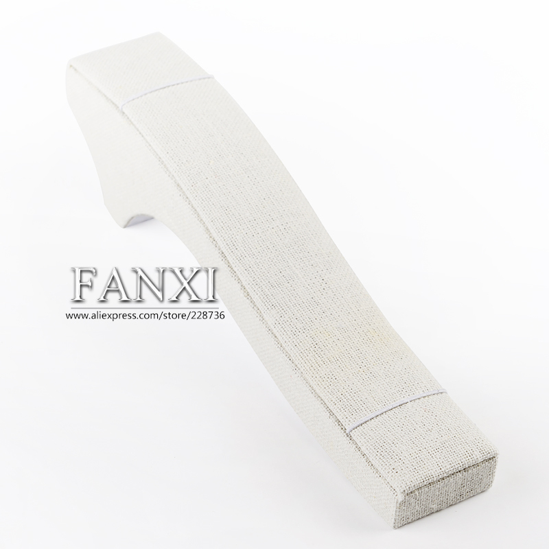 FANXI Wholesale Custom Creamy White Jewellery Exhibitor Organizer Linen Necklace Display Stand