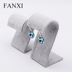 FANXI custom wholesale S model gray velvet jewelry display set earring stand hanger showcase earring display stand