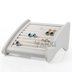 FANXI Custom Wood Jewelry Display Props For Jewellery Shop Window And Counter Exhibitor Linen Ring Stand