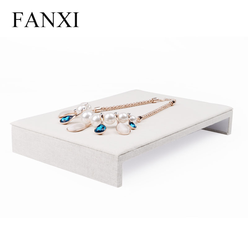 FANXI Flexible Creamy White Linen Jewelry Display Stand For Ring Earrings Necklace Bangle Organizer Jewellery Display Board