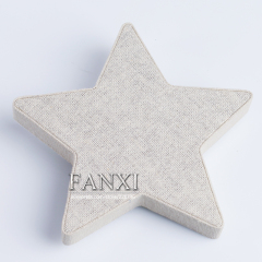 FANXI Wood Pentagram Shape Jewellery Exhibitor Rack For Bracelet Pendant Beige Linen Jewelry Display