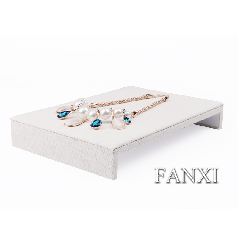 FANXI Flexible Creamy White Linen Jewelry Display Stand For Ring Earrings Necklace Bangle Organizer Jewellery Display Board