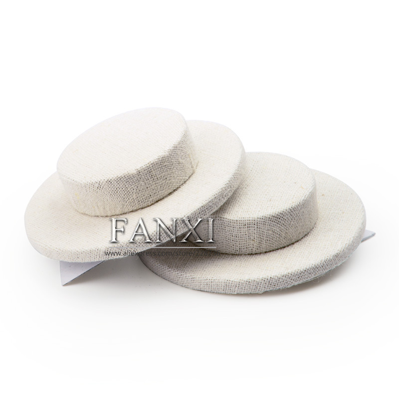 FANXI Factory Wholesale Custom Jewelry Display Round Flat Linen Bracelet Bangle Display