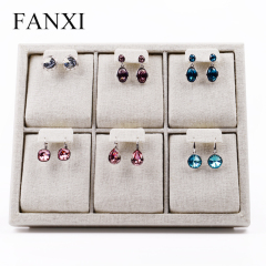 FANXI China Wholesale Linen Foldable 6 Pairs Ear Stud Display Shelves Easel Stylish Earring Stand