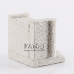 FANXI Elegant Sofa Shape Linen Ring Display Stand For Jewelry Counter Earrings Stud Holder Exhibition