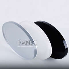 FANXI Factory Custom Exquisite Oval Jewelry Necklace Ring Display Stand Board Set Grey Black White Acrylic Display Case