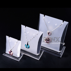 FANXI Hotsale Frosted Organic Glass Shop Counter Trade Exhibitor Props Acrylic Jewelry Display Stand Set Necklace Pendant Holder