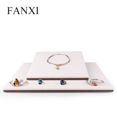 FANXI Double Sides Jewelry Holder For Ring Necklace Bracelet Counter Showcase Beige And Coffee Linen Jewelry Display Board