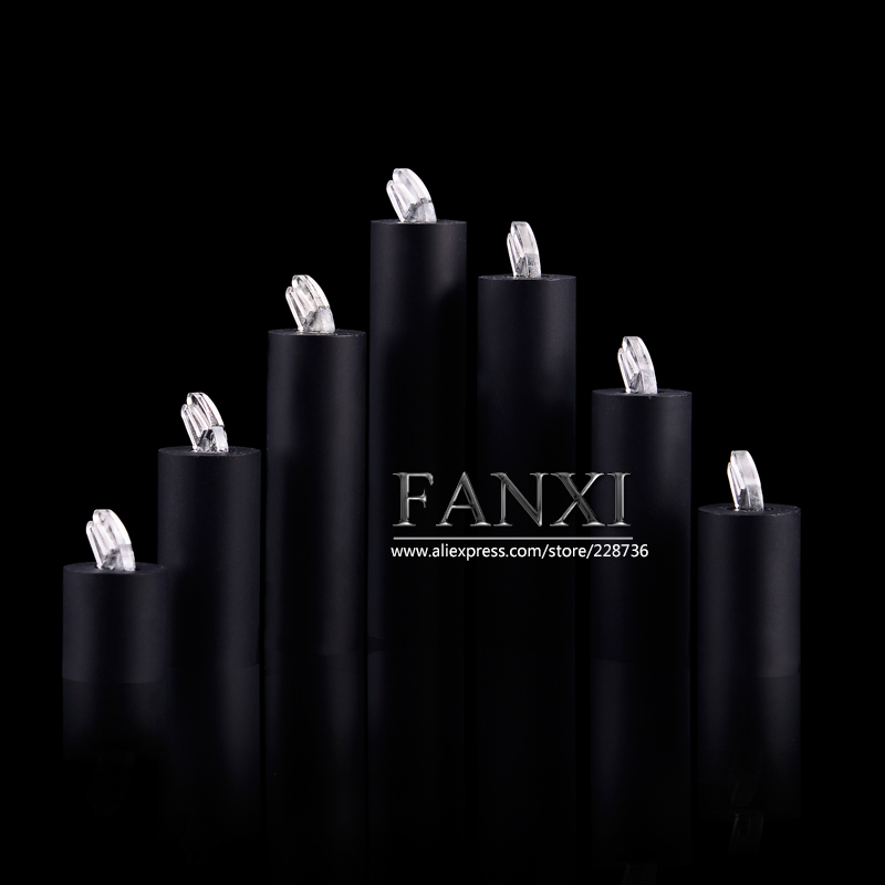 FANXI Factory Manufacture Window Ring Display Different Height Black Acrylic Ring Stand