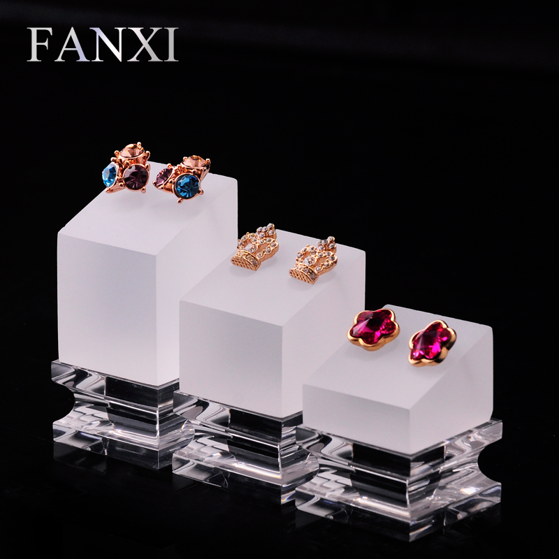 FANXI Jewelry Display Stand For Earring And Ear Stud Frosted And Transparent Acrylic Earrings Exhibitor Organizer