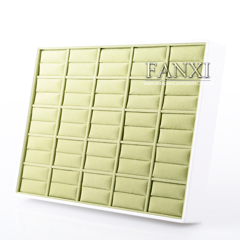 FANXI Jewelry Display Manufacturer New Design Green Velvet Insert And Wood Lacquered Jewelry Tray