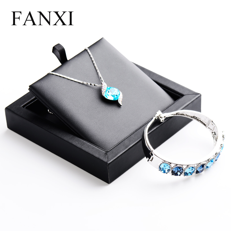 FANXI Simple PU Leather Small Necklace Bangle Tray For Counter Jewelry Exhibition