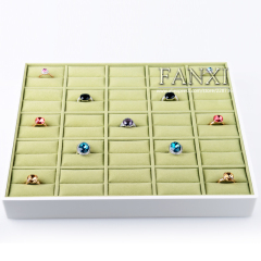 FANXI Jewelry Display Manufacturer New Design Green Velvet Insert And Wood Lacquered Jewelry Tray