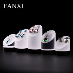 FANXI Custom Jewelry Shop Counter Showcase For Ear Stud White Frosted Black Acrylic Earrings Display Holder