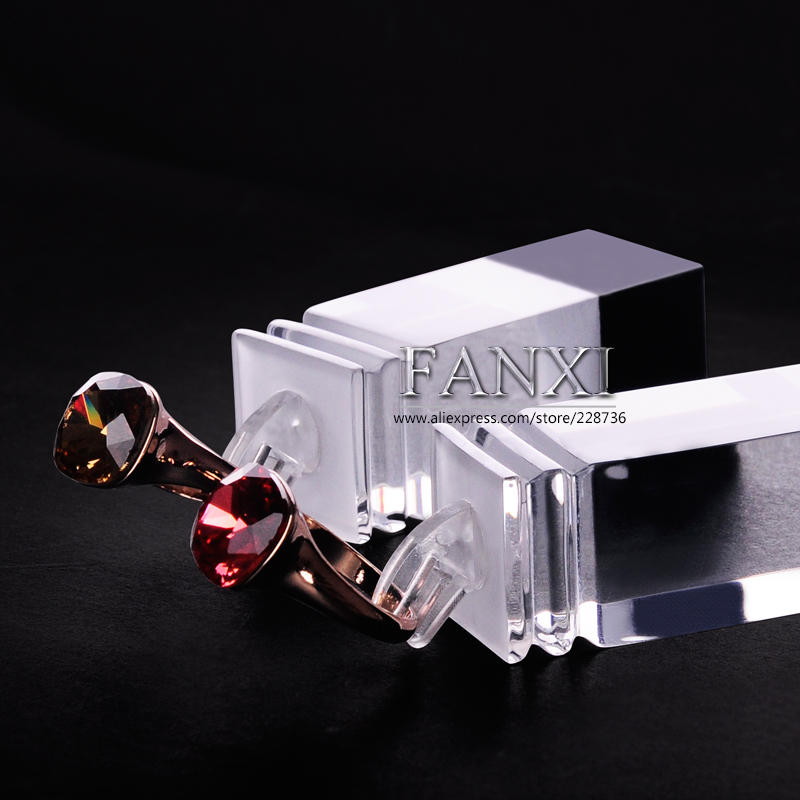 FANXI Plexiglass Jewelry Showcase Stand For Finger Couple Ring Transparent Ring Display Organizer