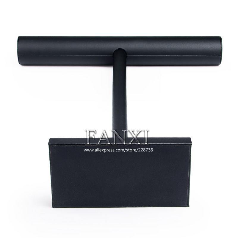 FANXI Stock Elegant Black PU Leather Jewelry Display Stand Watch Bangle Bracelet Organizer T Bar Jewelry Display Stand