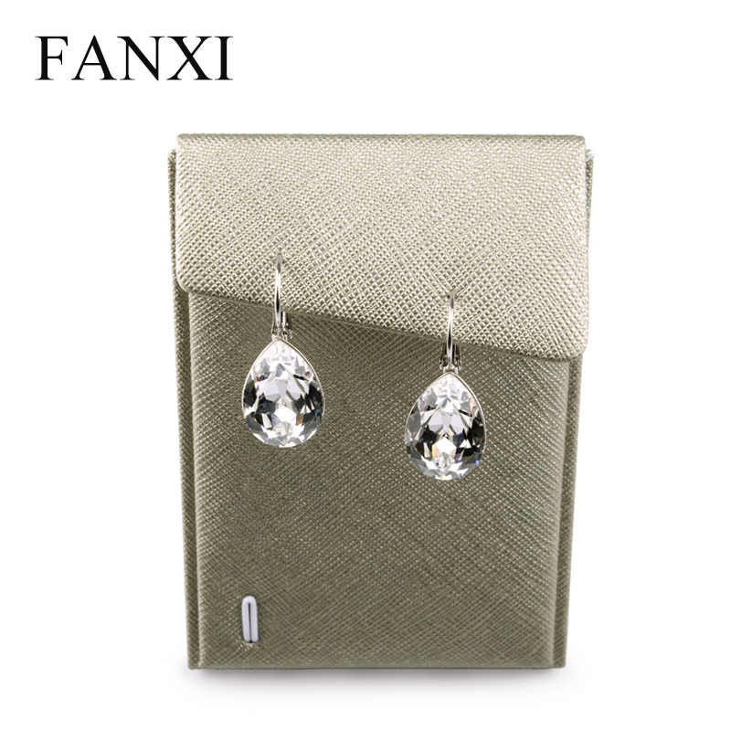 FANXI Custom Commercial Jewelry Display Stand For Ear Stud Champagne Leather Earring Display