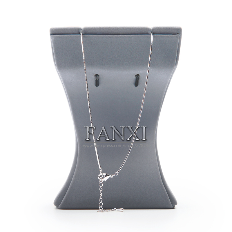 FANXI Custom Jewelry Store Jewellery Display Heavy Resin With Grey Microfiber Pendant Necklace Earring Display Stand