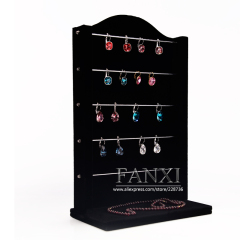 FANXI Economic Custom Beige Linen And Black Velvet Earring Display Stand For Ear Stud Exhibitor High Earings Display Rack