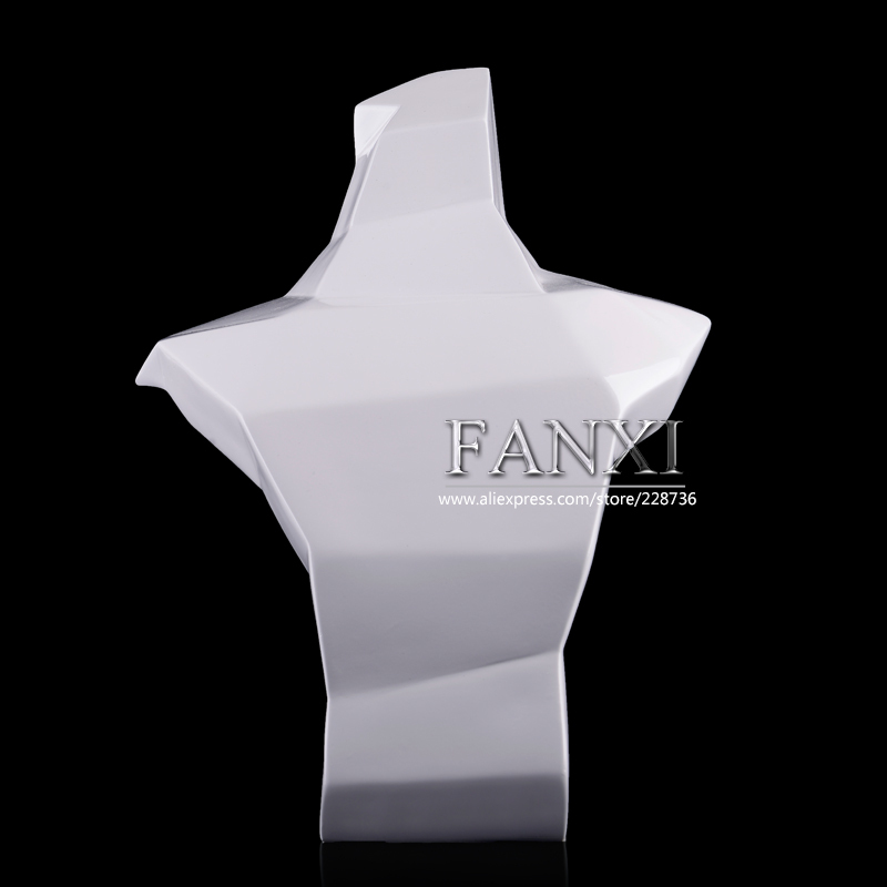 FANXI Custom Color White Glossy Finish Lacquer Jewelry Display Mannequin Model Luxury Resin Necklace Bust