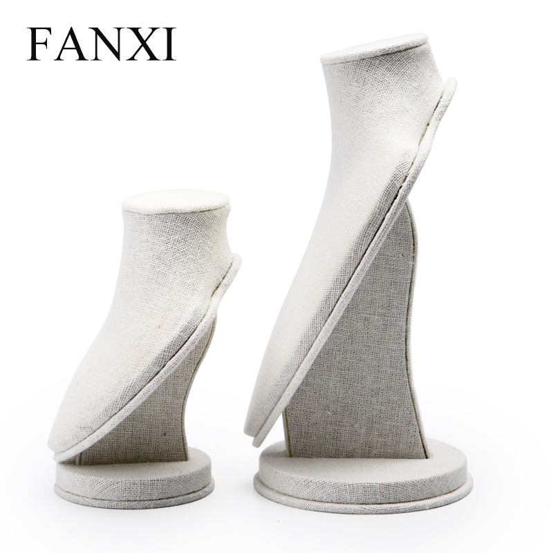 FANXI China Product Custom Linen Heart Display Stand For Necklace/Pendant Mannequin Doll Jewelry Holder Figurines