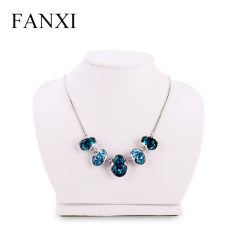 FANXI Wholesale mannequin Jewelry Stand Holder White PU Leather Necklace Bust Jewelry Display