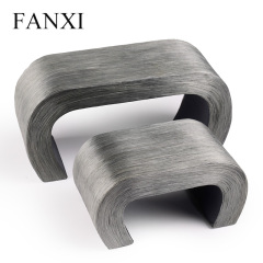 FANXI Custom Wooden Inside For Long Necklace And Bracelet Display Metallic Gray Grass Jewelry Display Organizer