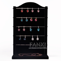 FANXI Economic Jewelry Stand With Metal Hook For Earring Stud Black Velvet And Beige Linen Earrings Display Holder