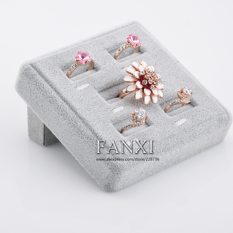 FANXI Accept Custom Functional Countertop Organizer High End Velvet Ring Display Stand