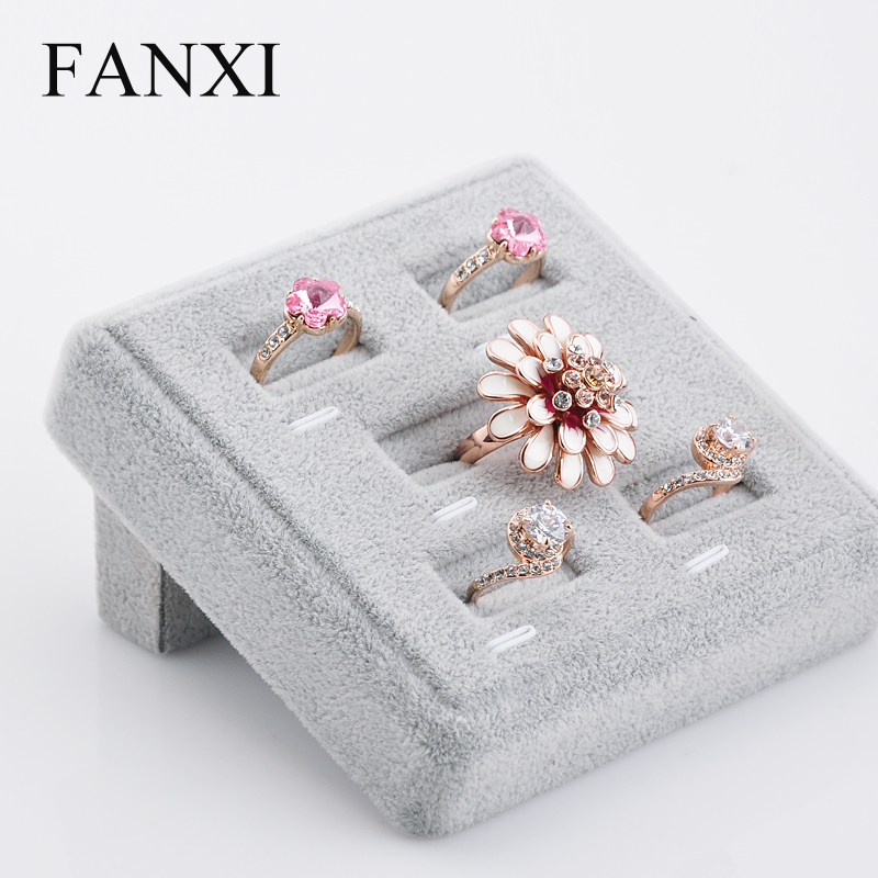 FANXI Accept Custom Functional Countertop Organizer High End Velvet Ring Display Stand