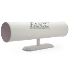 FANXI Wood T Bar Display Holder For Boutiques Beige Linen Headband Display