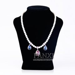 FANXI Wholesale Jewelry Shop Made By Wood And Velvet Elegant Neck Stand Necklace Display Bust