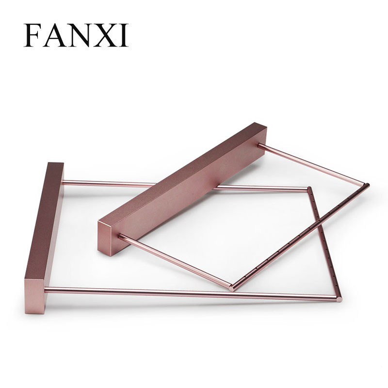 FANXI Custom Luxury Earrings display stand removable Rose Gold Metal Earrings holder