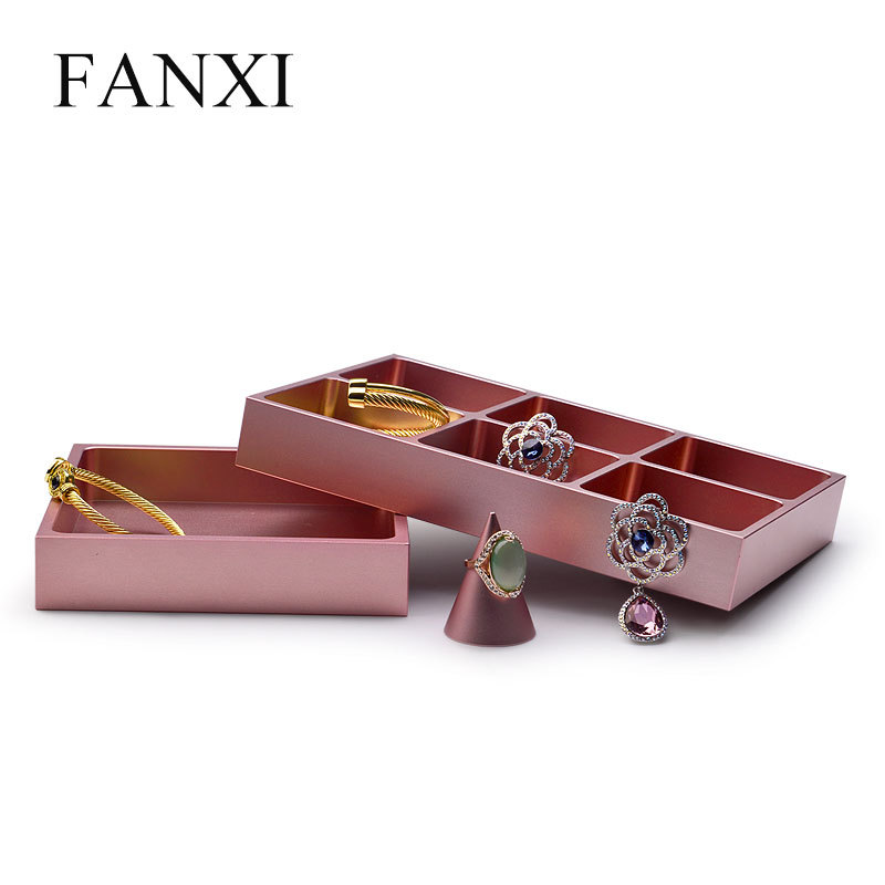 FANXI Professional luxury newest rose gold metal jewelry display stand set