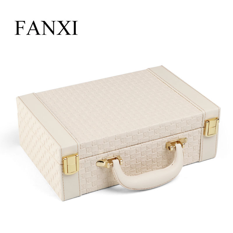 FANXI factory wholesale custom Faux Leather Medium Jewelry Organizer box Vintage Gift Mini Travel Case